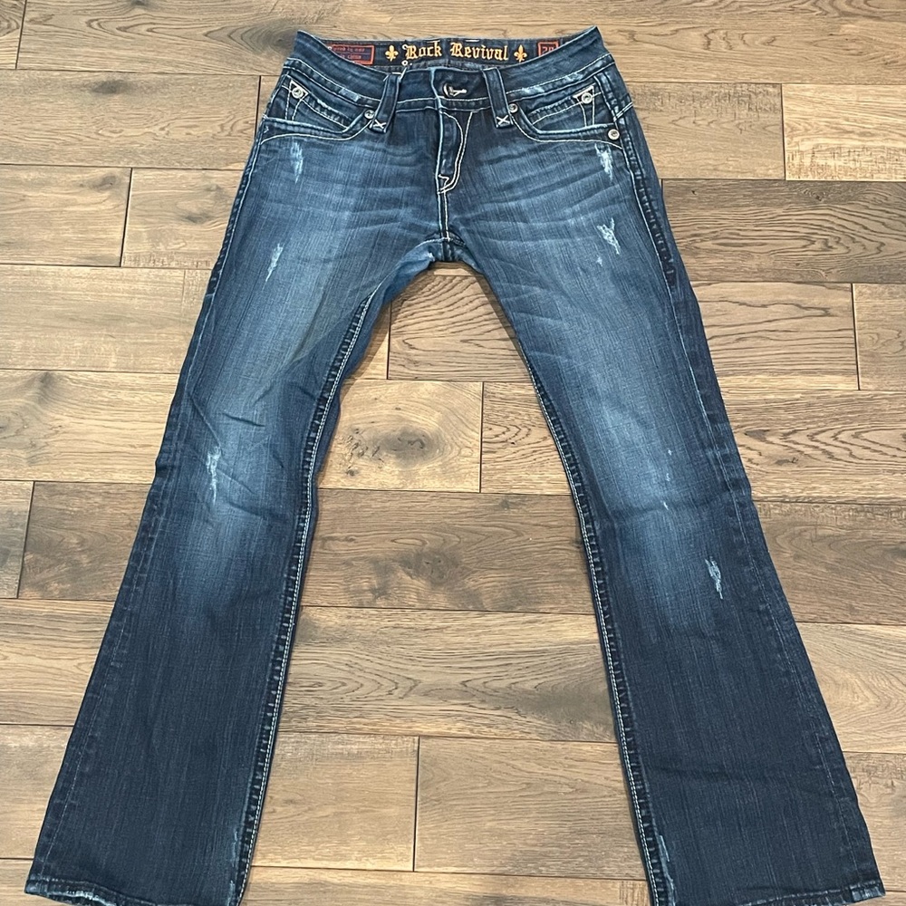 Women’s Rock Revival Jeans, Size 29, 30 inseam, Boot, Worn cuffs & legs!